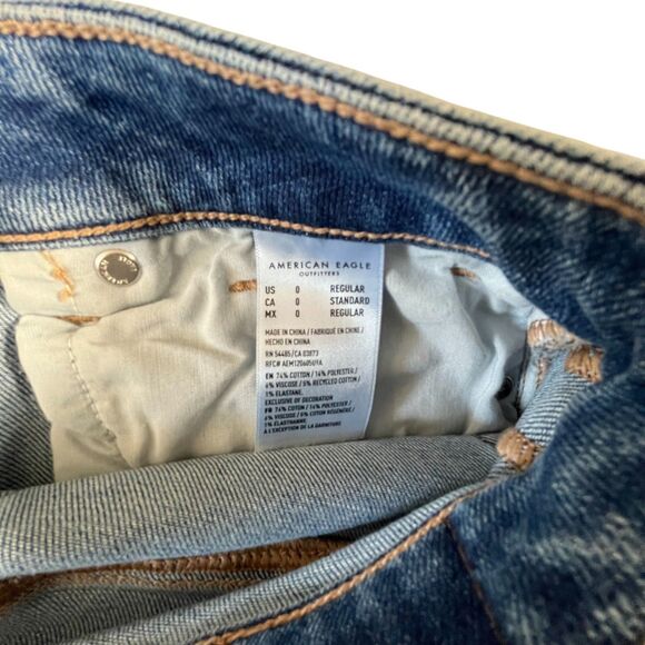 American Eagle Jeans Women 0 Blue Plaid Skinny Mid Rise Stretch (W22 L27) - Picture 14 of 15